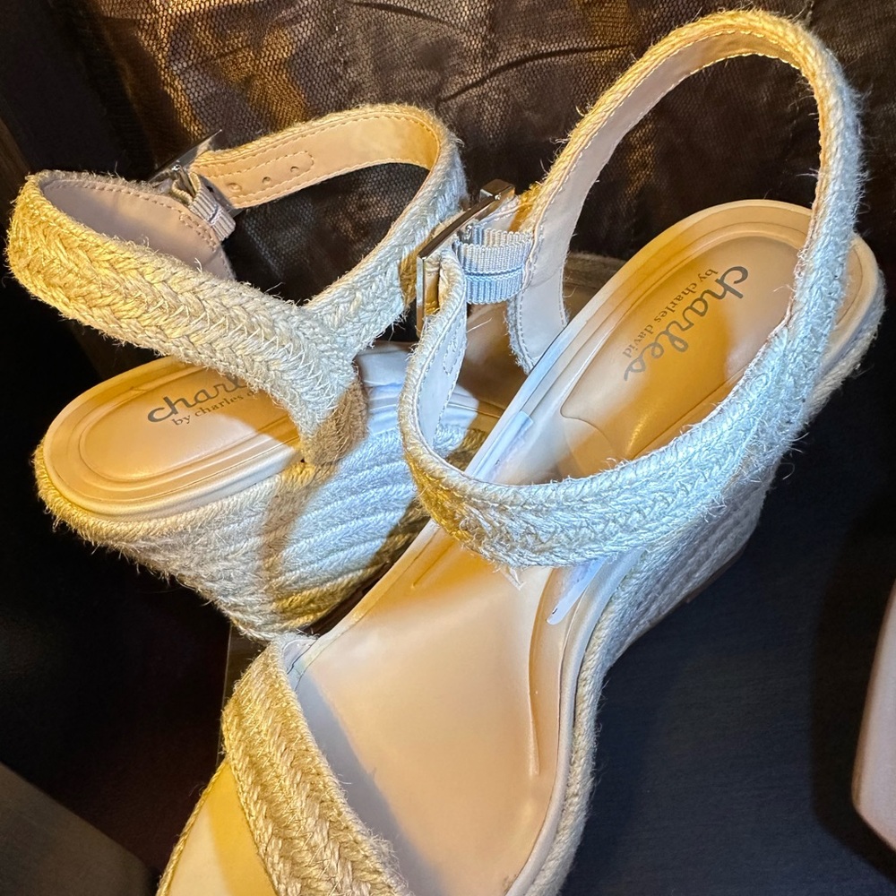 Beige Wedge Sandals 7.5